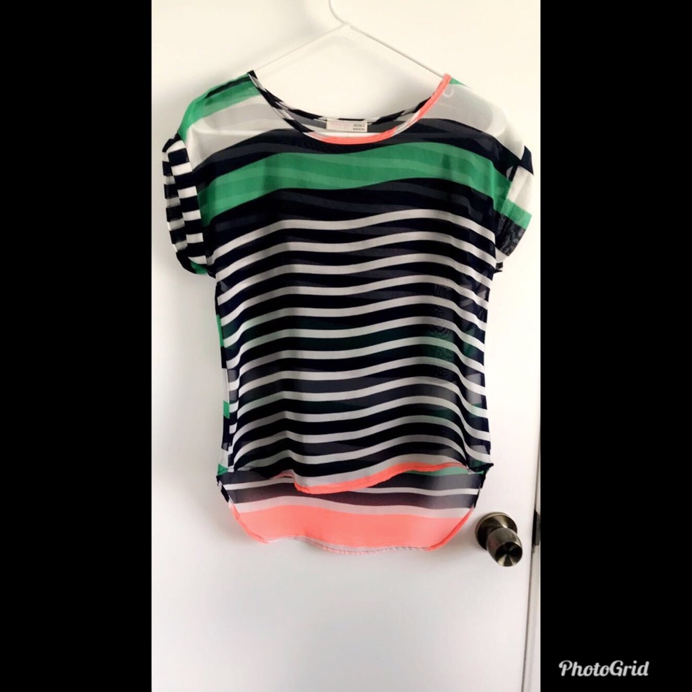 Navy Blue, Orange & Green Tee